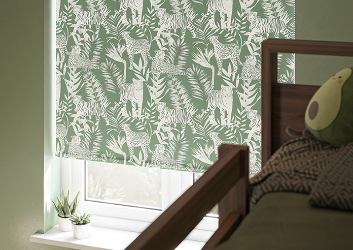 Tropical Wildcats, Emerald - Twist&Fit Roller Blind - Image 5